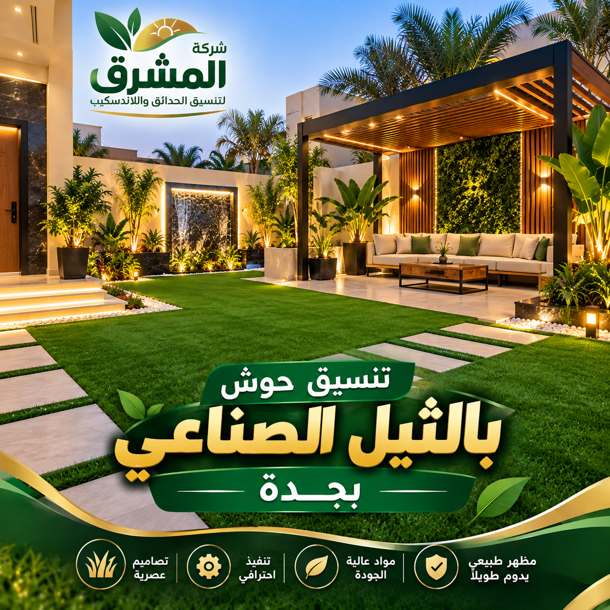 تنسيق حوش بالثيل الصناعي بجدة