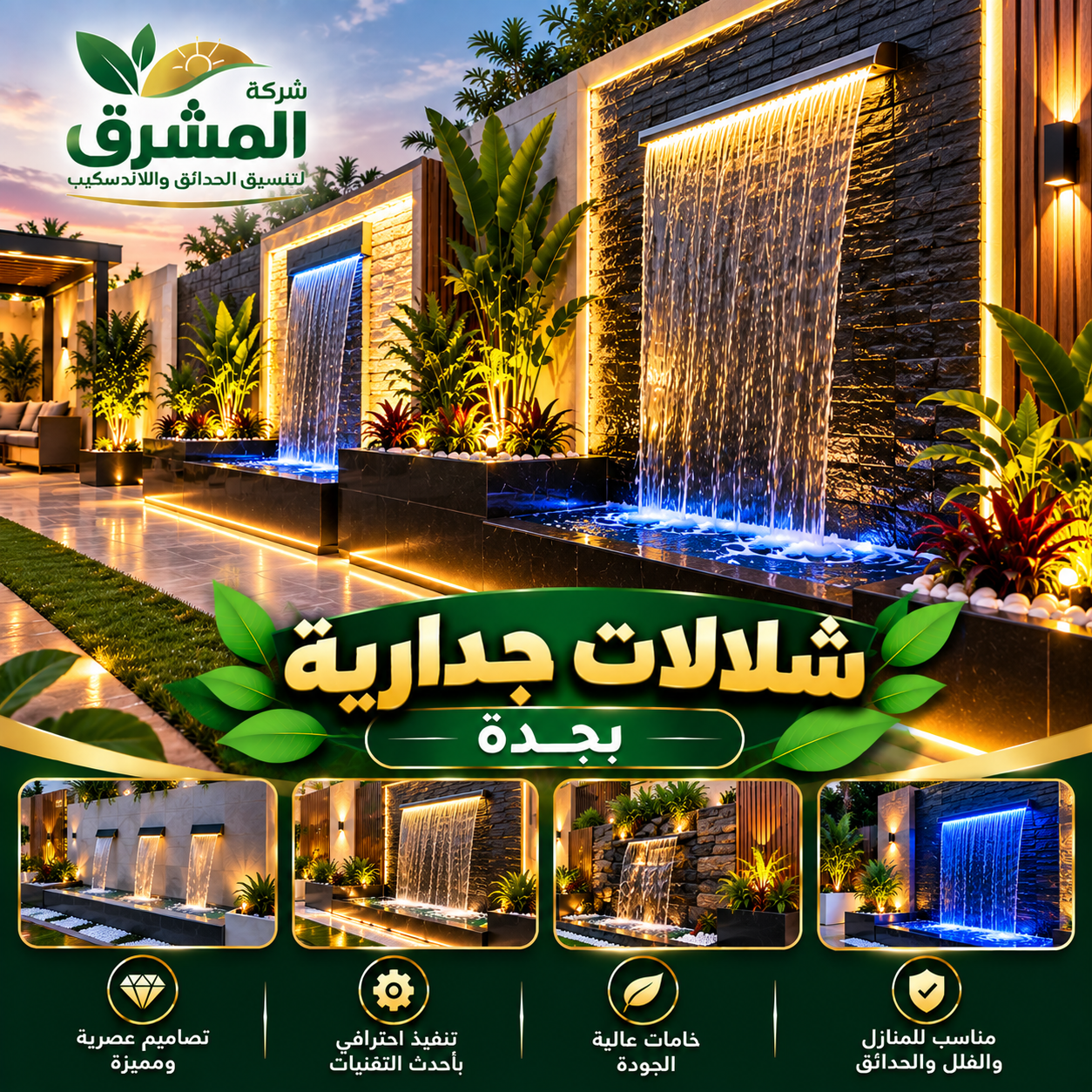 شلالات جدارية بجدة