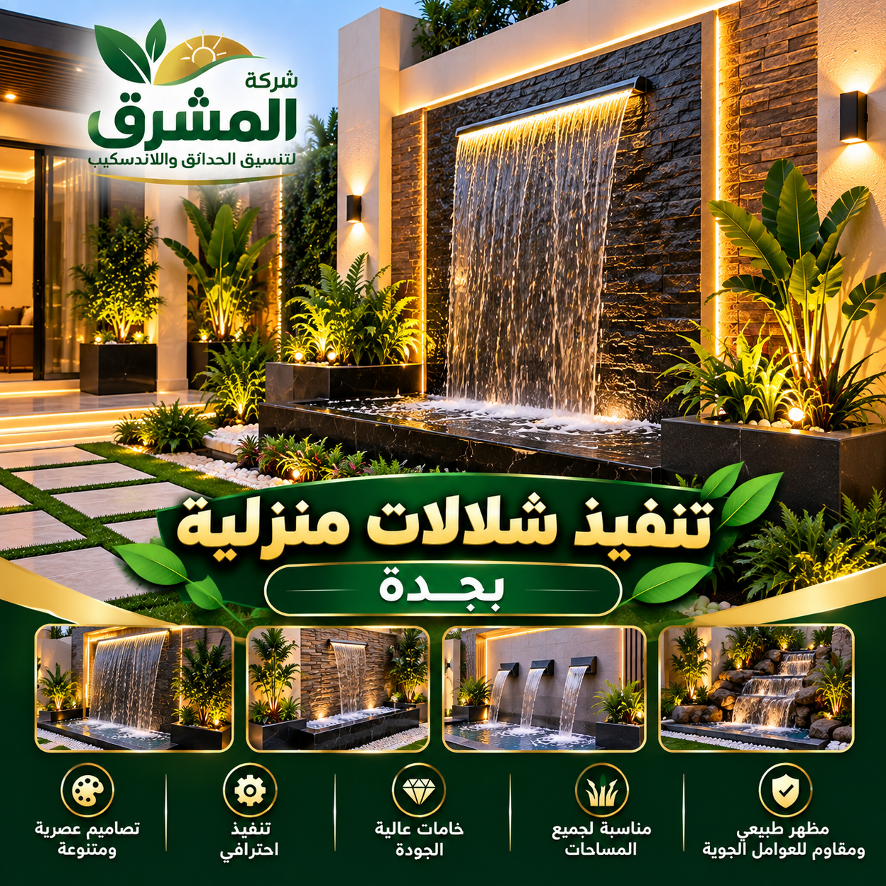 تنفيذ شلالات منزلية بجدة