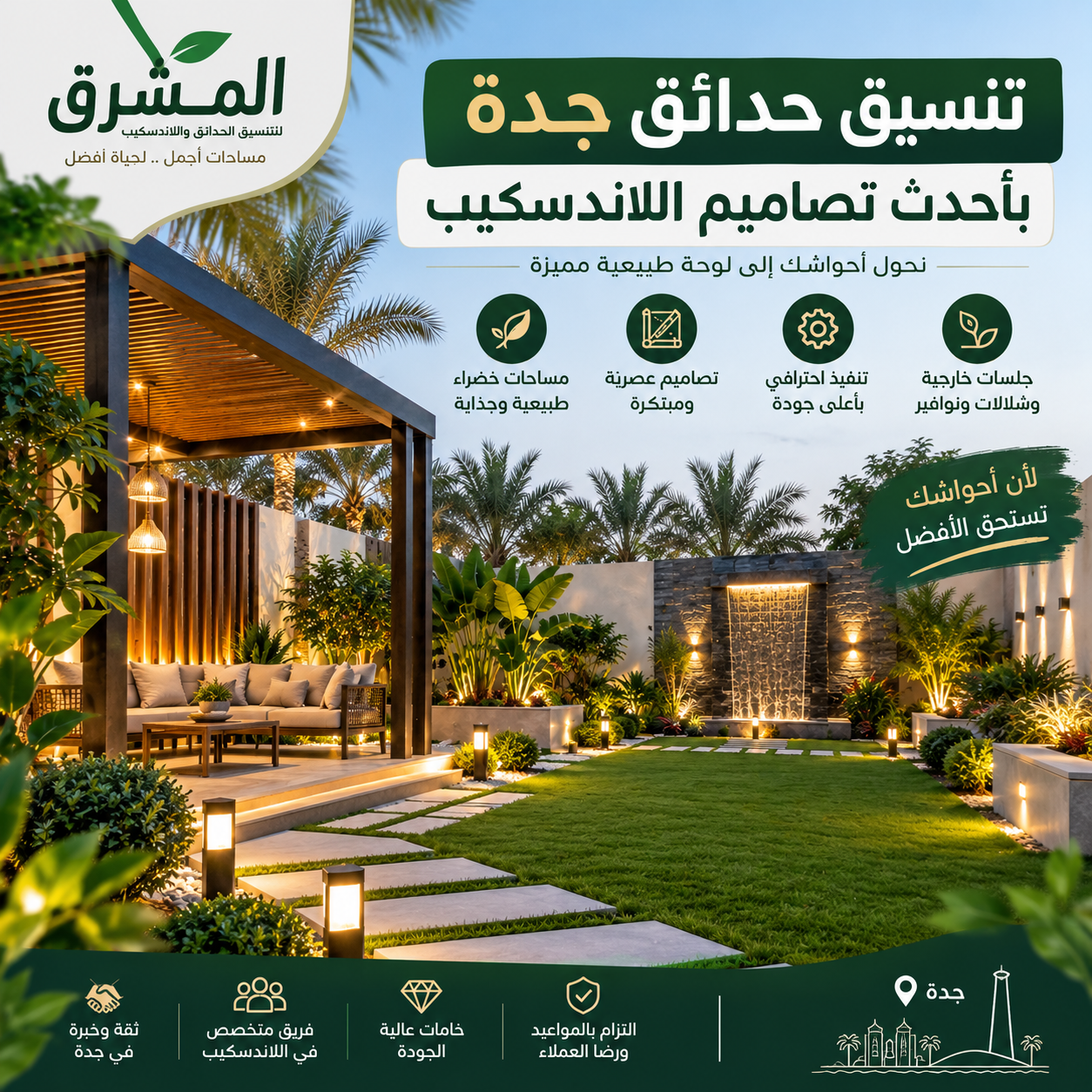 تنسيق حدائق جدة بأحدث تصاميم اللاندسكيب